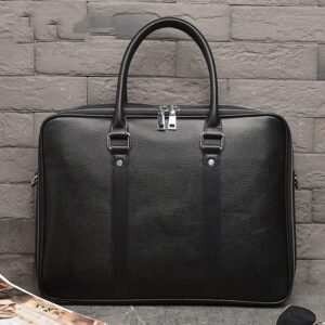 Men’s Real-leather Handbag Double Zipper Cattlehide Leather Fashion