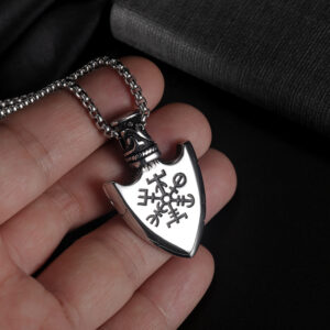 European And American Retro Stainless Steel Shield Men’s Pendant