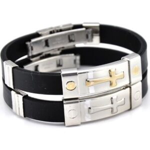 Cross Silicone Titanium Steel Bracelet