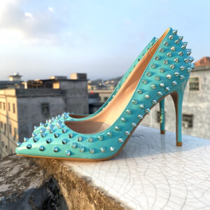 Early Spring Rivet High Heels Women’s Stiletto Heel 10CM Pumps Tangerine Shoes