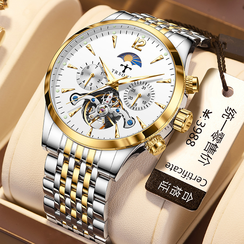 Men’s Tourbillon Luminous Waterproof Hollow Out Mechanical Watch