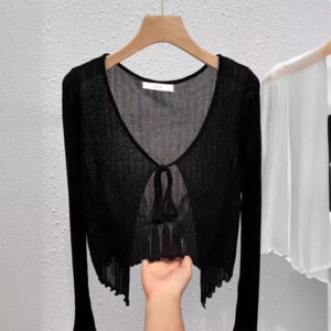 Short Ice Silk Knitted Cardigan Coat For Women