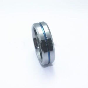 8mm wide silver blue tungsten gold ring