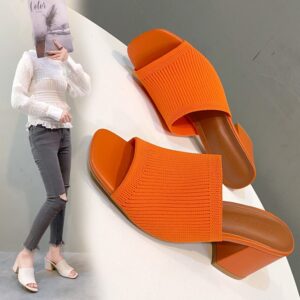 Women’s Knitted Wool Square Toe Slippers