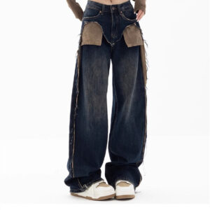 Spring New Niche Design Contrast Color Jeans Women