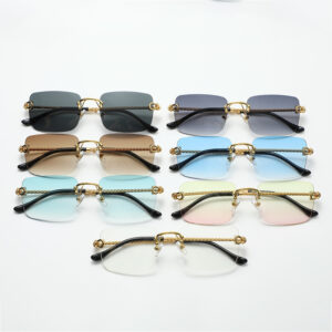 FS2023 Women’s Metal Frameless Square Trimming Gradient Sunglasses