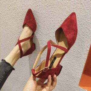Women’s Flat Bottomed Pointed Toe Versatile Cross Tie Single Shoes