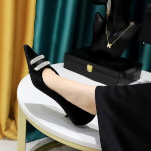Women’s Mid Heel Thick Suede High Heels