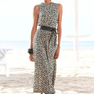 Women’s Minimalist Leopard Print Casual Long Dress