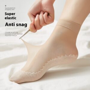 Cotton Base Mid-calf Anti-snagging Silk Springsummer Thin Anti-slip Breathable And Wearable Invisible Flesh Color Short Stockings
