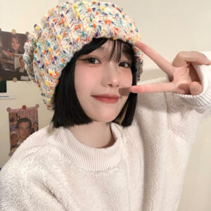 Women’s Mixed Color Thermal Knitting Sleeve Cap