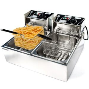 Commercial Double Tank Electric Deep Fryer – 6+6L