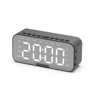 Bluetooth Speaker with Mirror, Microphone, Clock, FM Radio, and Music Player