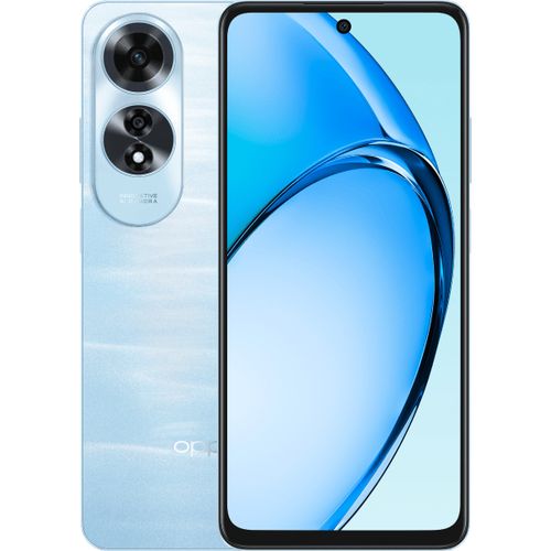 Oppo A60 – 6.67″ display, 8GB RAM, 256GB storage, Android 14, 50MP + 2MP dual rear cameras, 8MP selfie, Snapdragon 4G, 5000mAh battery, Dual Sim, Ripple Blue.
