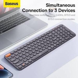Baseus Wireless GSM Tri-Mode Keyboard for Laptops, Gaming, Tablets, and Phones.