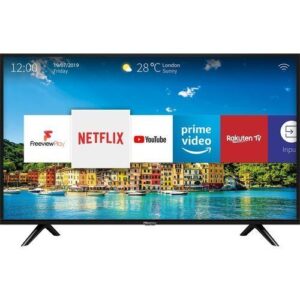 Hisense 43″ Smart TV with built-in Netflix & YouTube apps, includes a 12-month warranty.