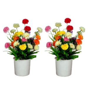 Set of 2 Artificial Carnation Round Table Vases
